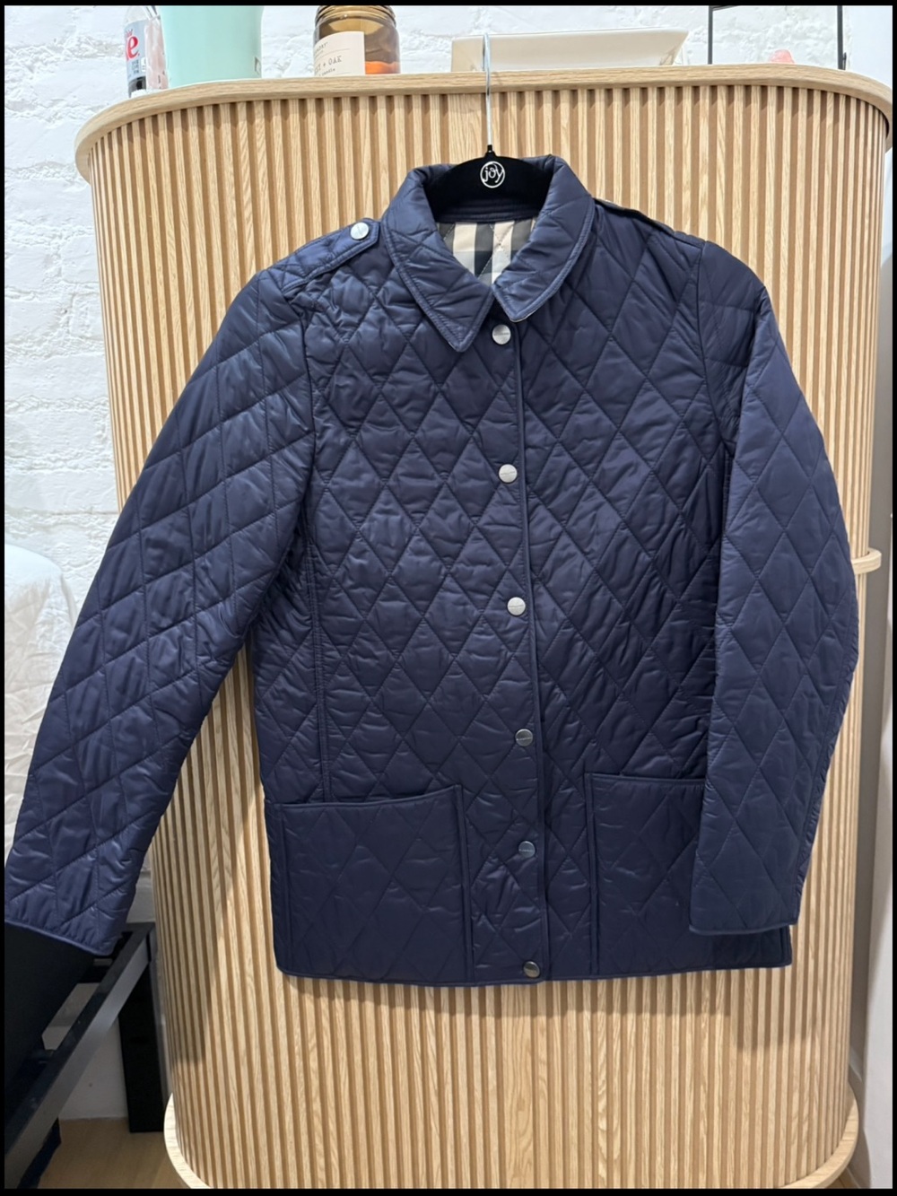 Burberry Children Diamond-Quilted Barn Jacket, Navy, Size 14Y